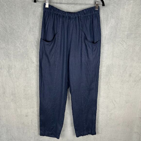 Quince Pants - Quince Pants Women Small Navy European Linen Tapered Ankle Resort Coastal Preppy